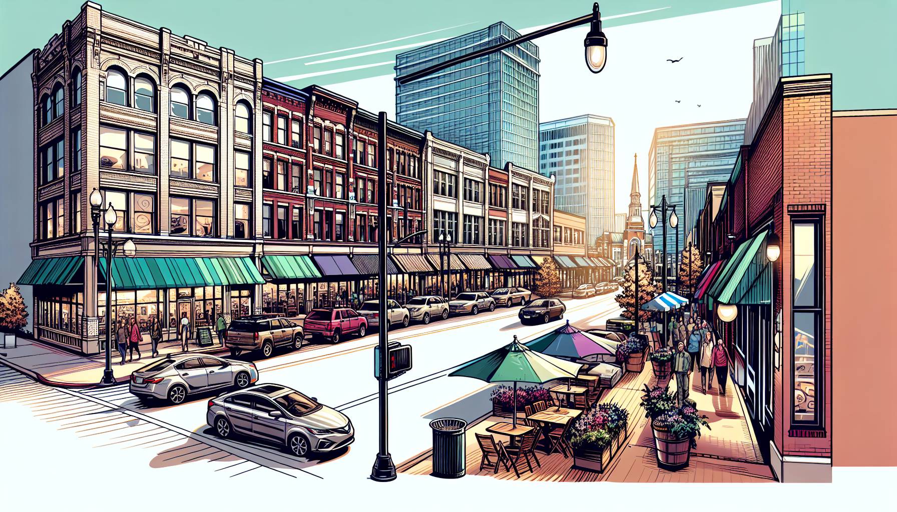 A vibrant street scene in Capitol Hill