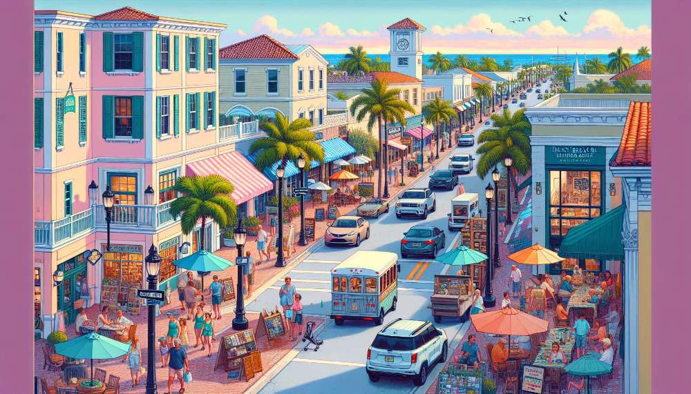 A vibrant street scene in Delray Beach
