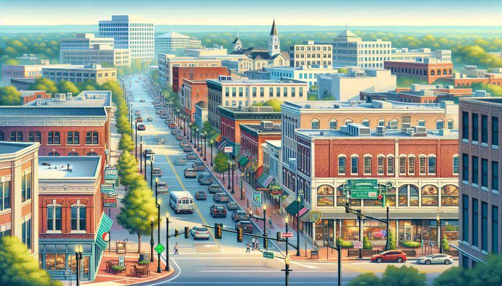 A vibrant street scene in Newark