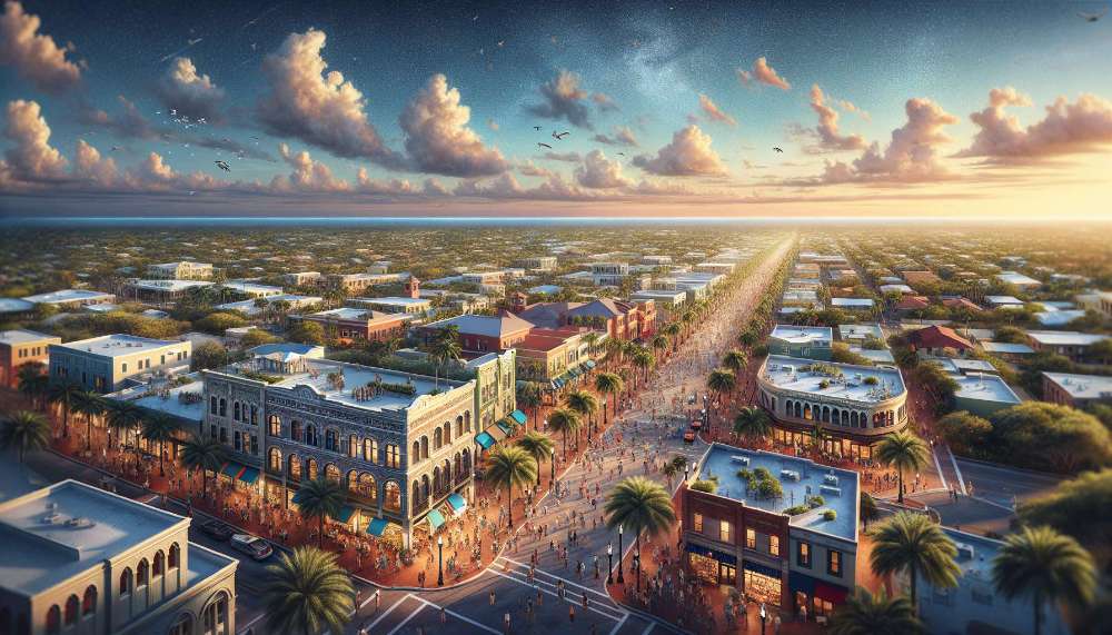 A vibrant street scene in Boca Raton