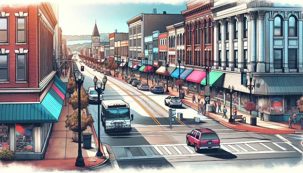 A vibrant street scene in Bridgeport