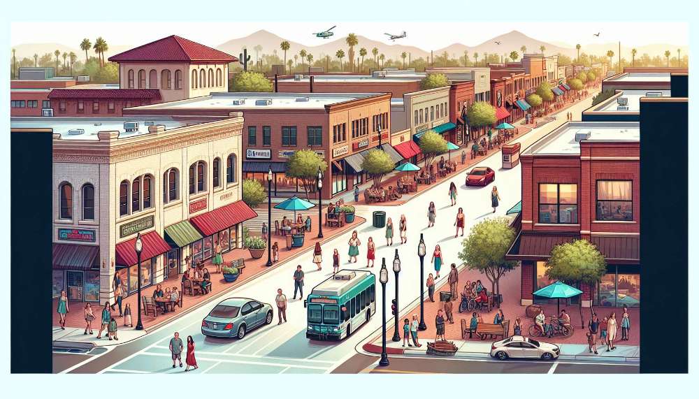 A vibrant street scene in Goodyear