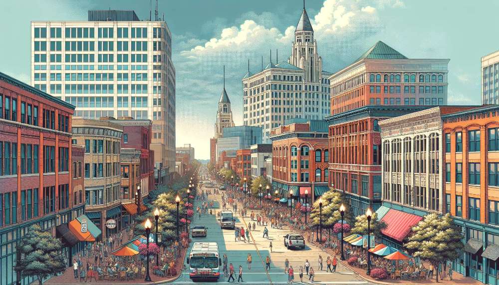 A vibrant street scene in Cedar Rapids