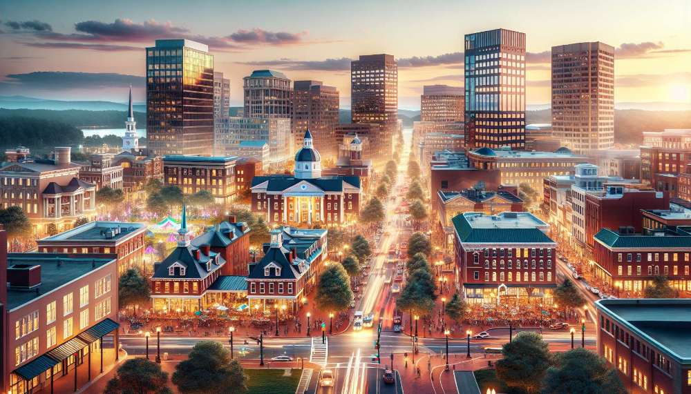 A vibrant street scene in Virginia