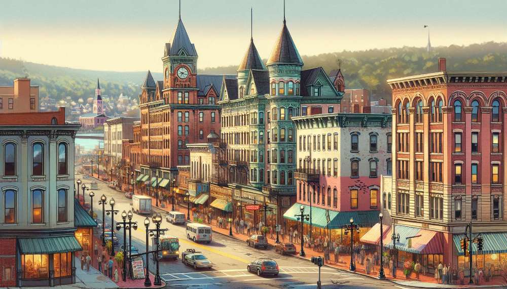 A vibrant street scene in Holyoke
