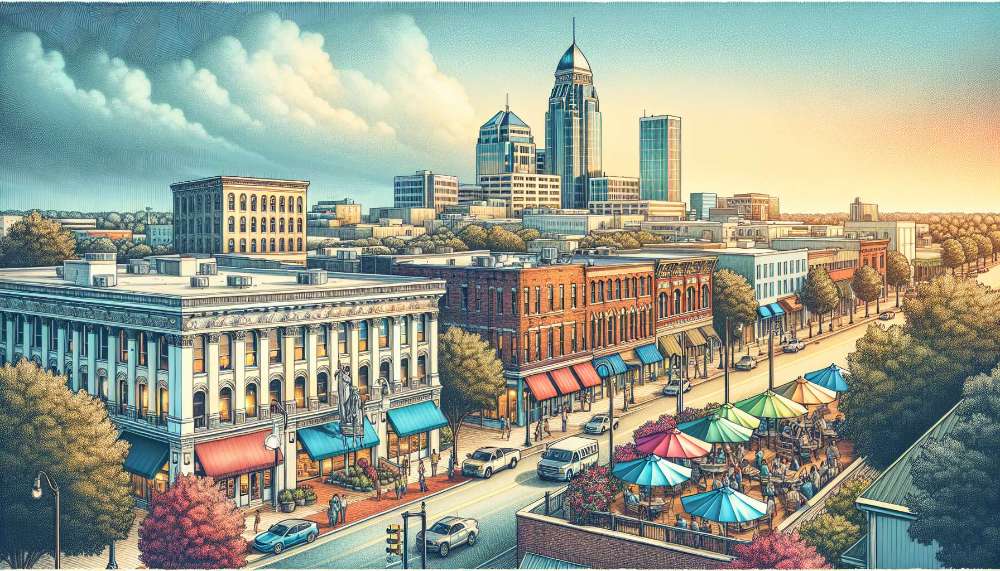 A vibrant street scene in Huntsville