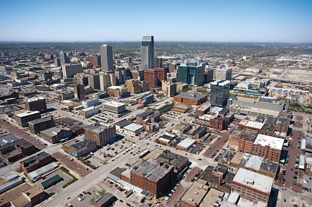 A vibrant street scene in Omaha