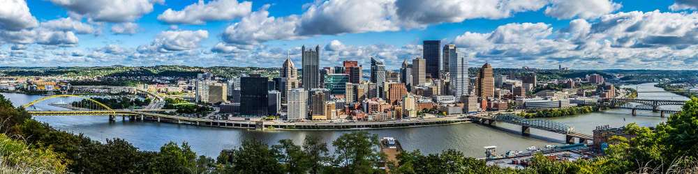 A vibrant street scene in Pittsburgh