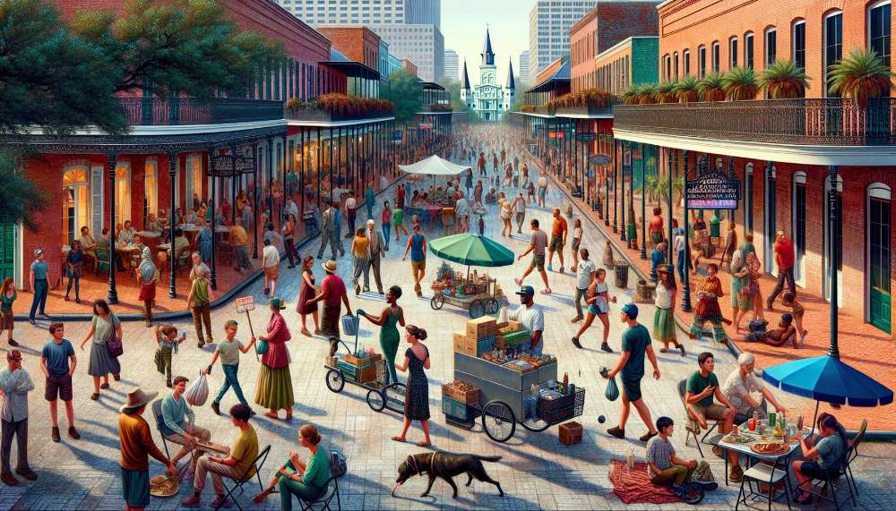 A vibrant street scene in New Orleans