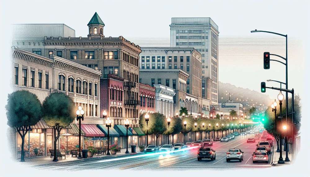 A vibrant street scene in Torrance