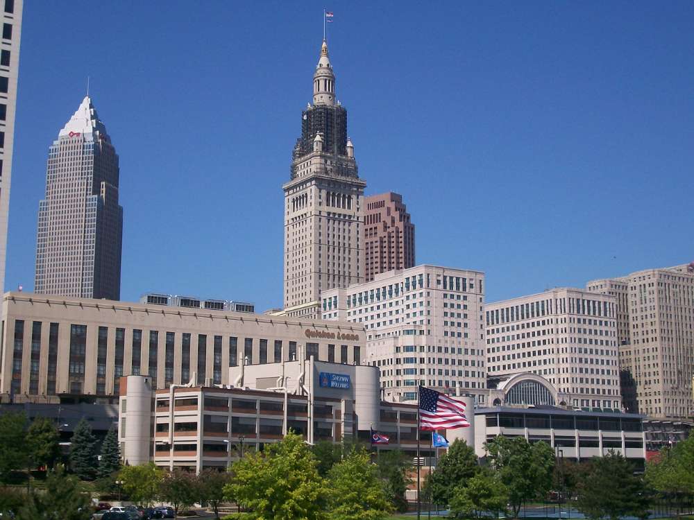 A vibrant street scene in Cleveland