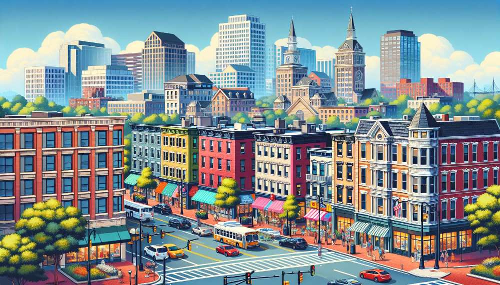 A vibrant street scene in Newton