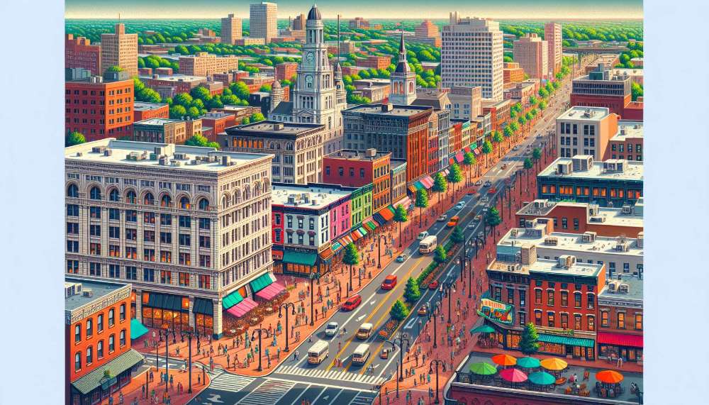 A vibrant street scene in Newark