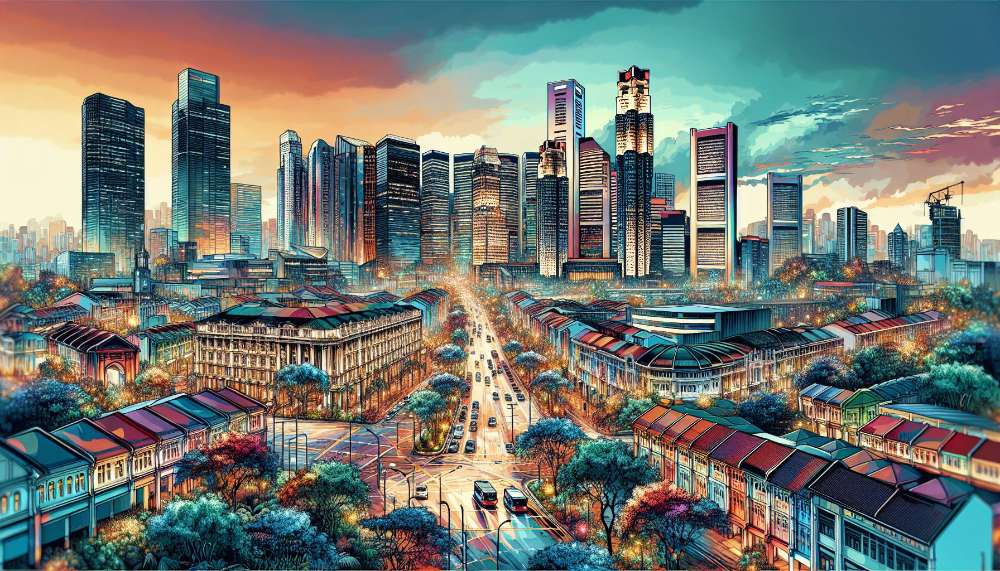 A vibrant street scene in Singapore