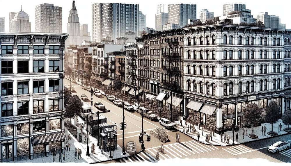 A vibrant street scene in Jersey City