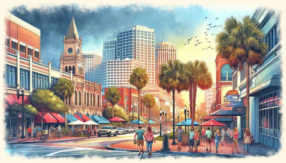 A vibrant street scene in Largo
