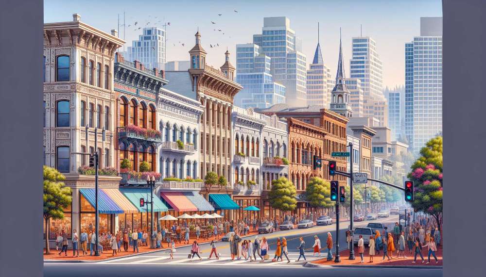 A vibrant street scene in Santa Rosa