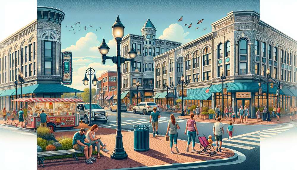 A vibrant street scene in Pigeon Forge