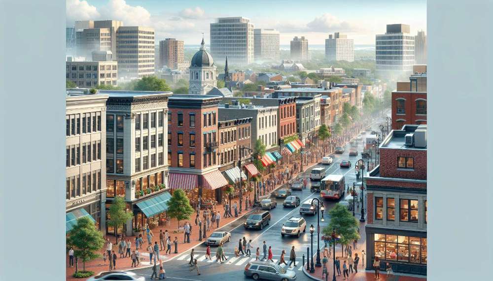 A vibrant street scene in Downtown