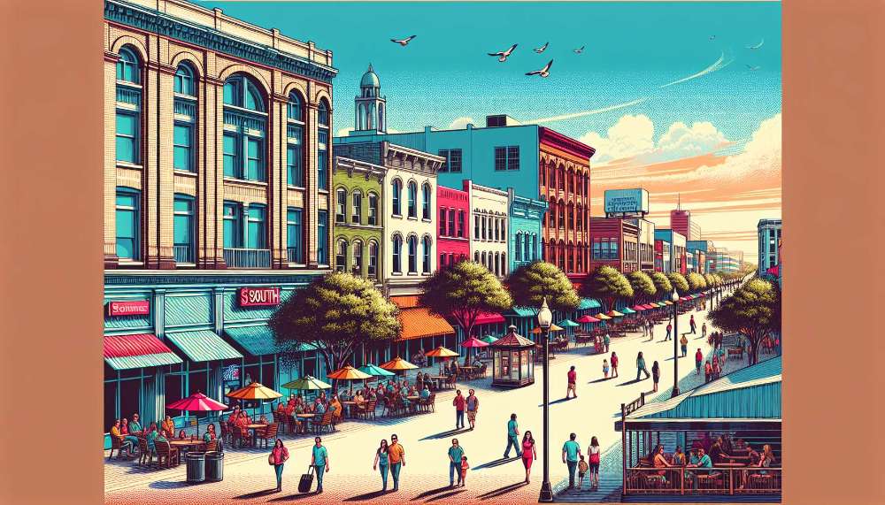 A vibrant street scene in South Side