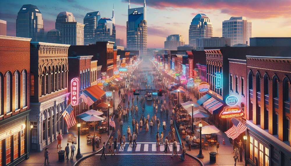 A vibrant street scene in Downtown