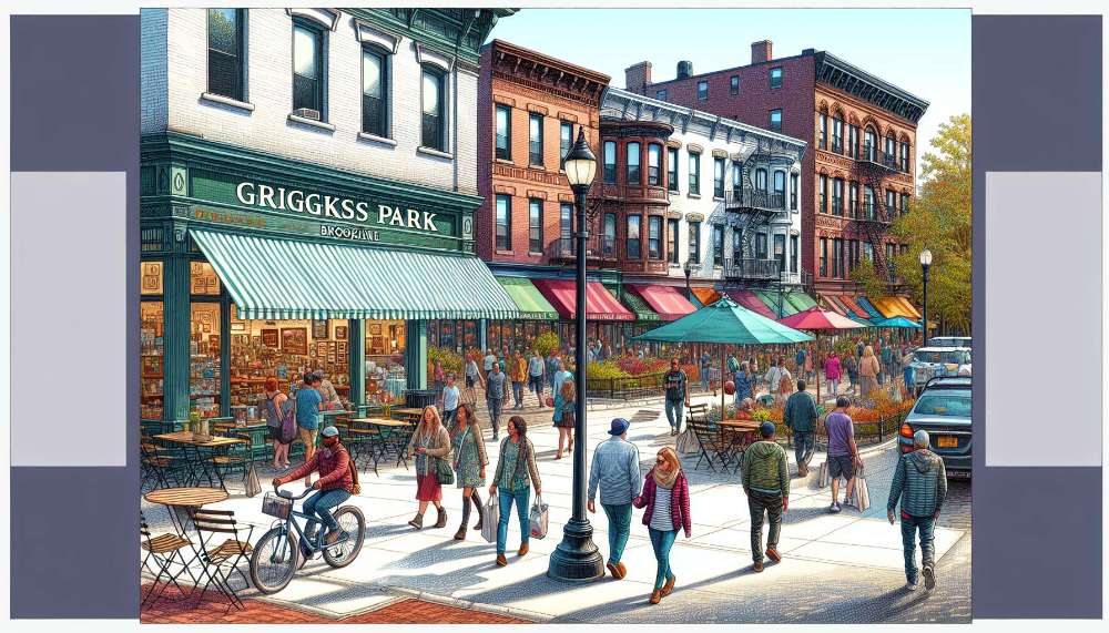 A vibrant street scene in Griggs Park