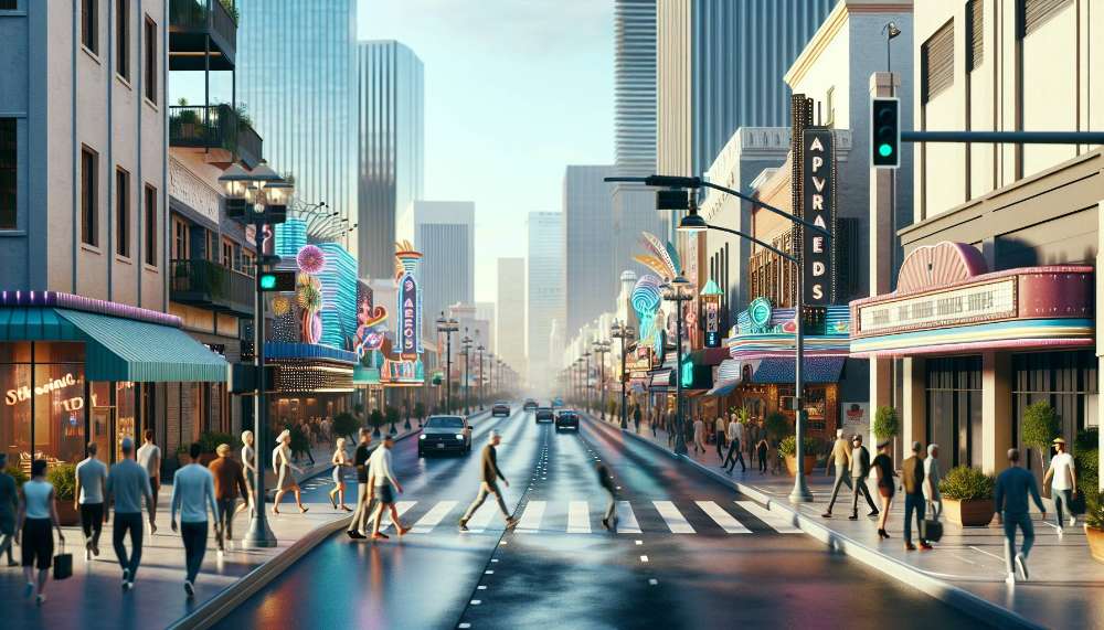 A vibrant street scene in Paradise