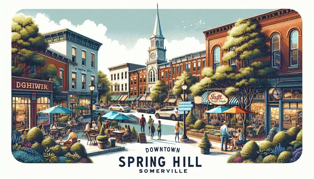 A vibrant street scene in Spring Hill