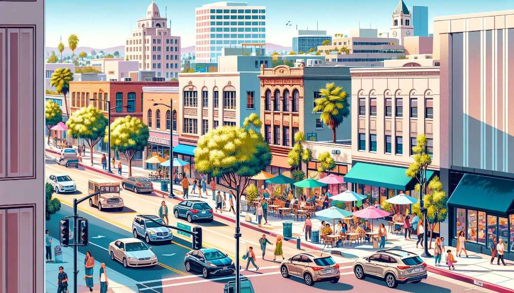 A vibrant street scene in Van Nuys