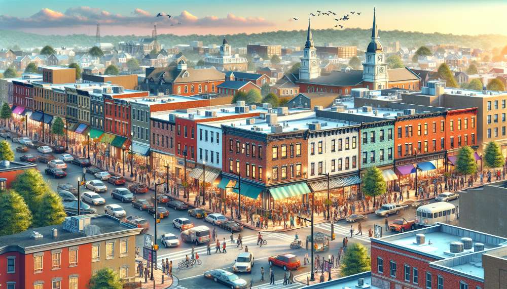 A vibrant street scene in Conshohocken