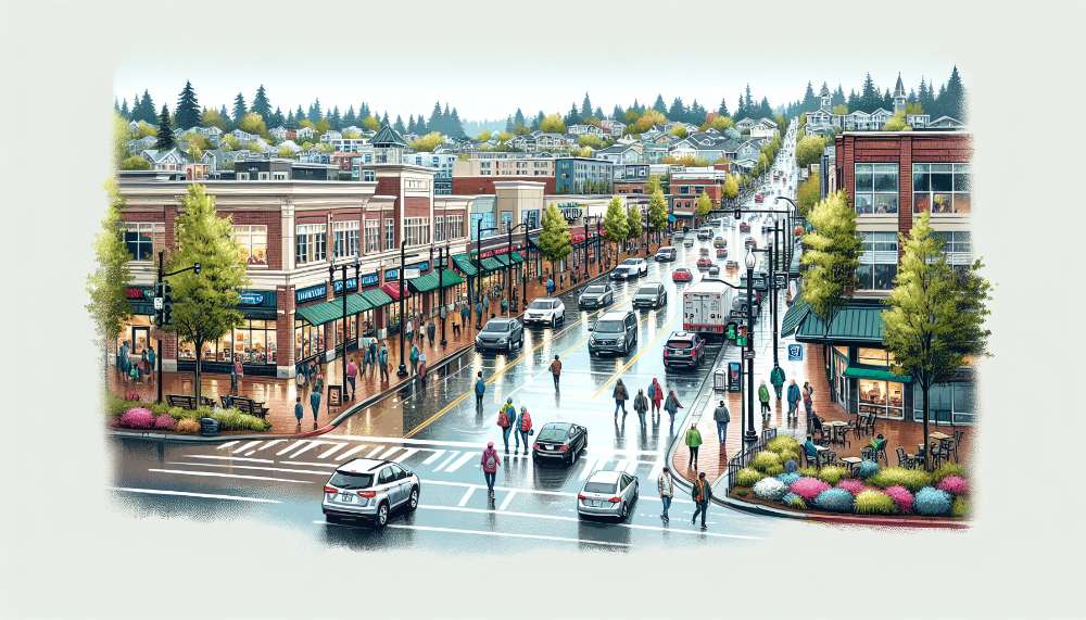 A vibrant street scene in Lynnwood