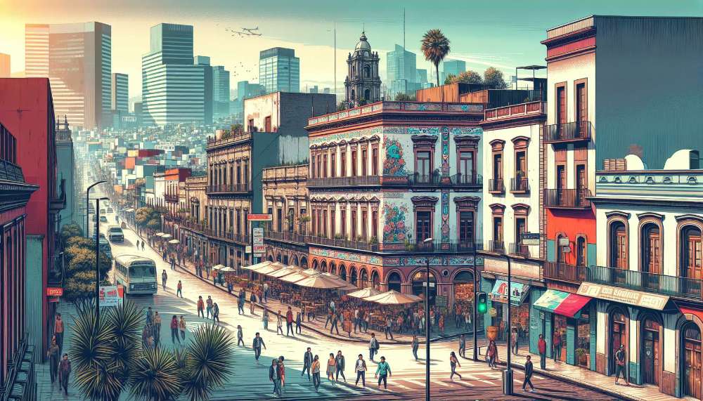 A vibrant street scene in Anáhuac I Sección