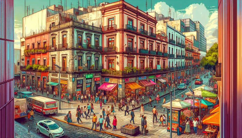 A vibrant street scene in Miguel Hidalgo
