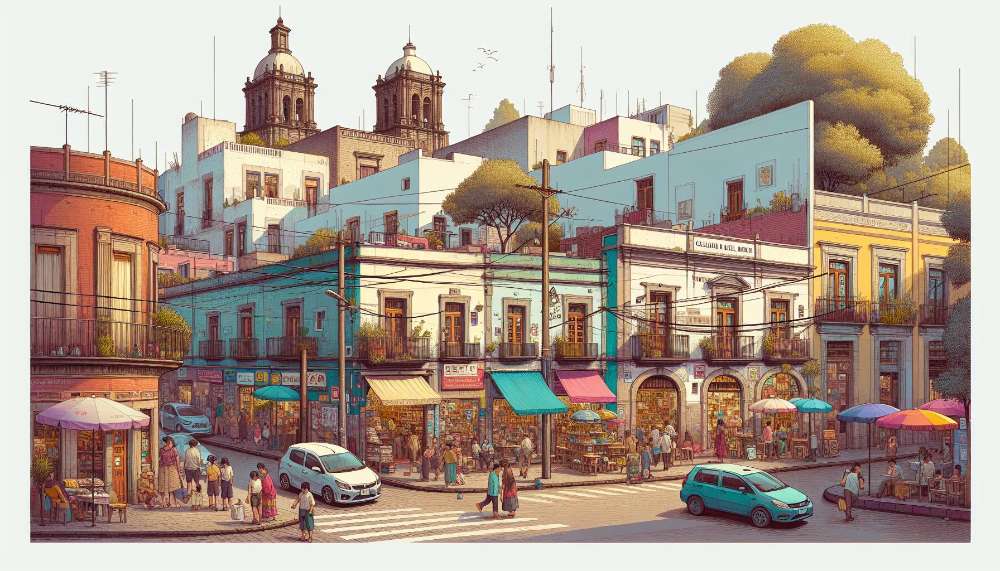 A vibrant street scene in Colonia del Valle Norte