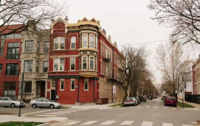A vibrant street scene in West Town
