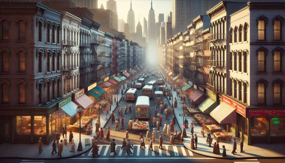 A vibrant street scene in Strivers' Row