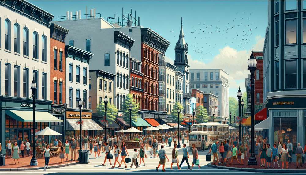 A vibrant street scene in New Brunswick