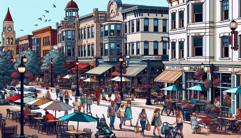A vibrant street scene in Brighton
