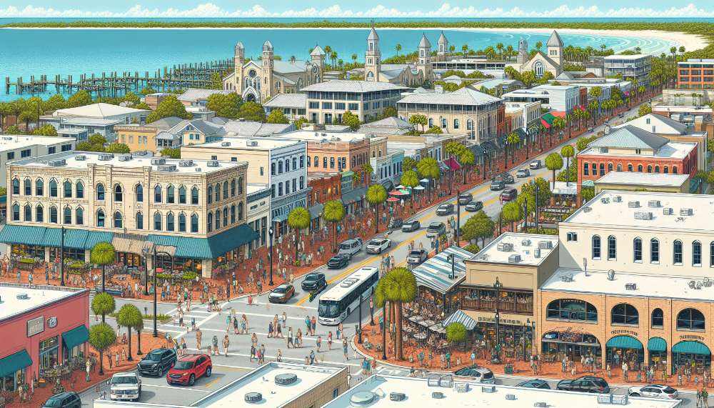 A vibrant street scene in Fort Walton Beach