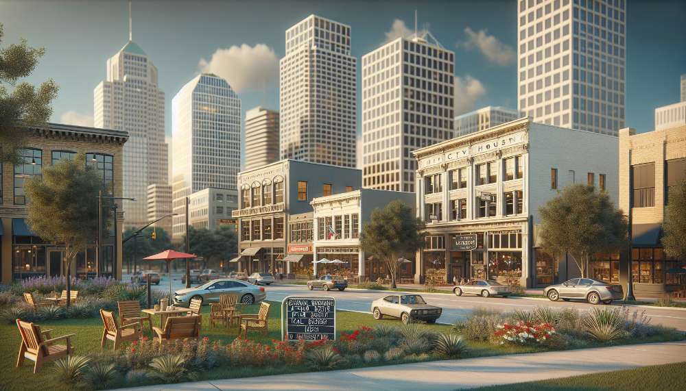 A vibrant street scene in Katy