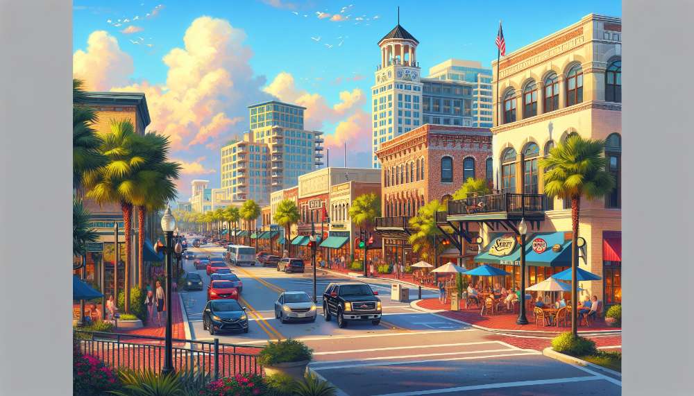 A vibrant street scene in Sun City Center