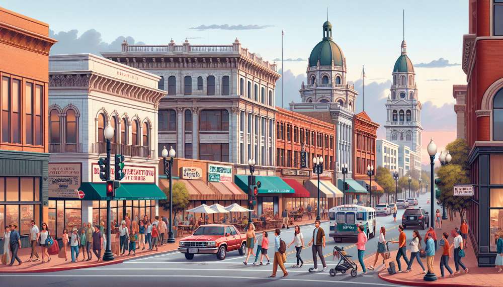 A vibrant street scene in Bakersfield