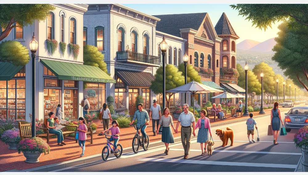 A vibrant street scene in Redlands