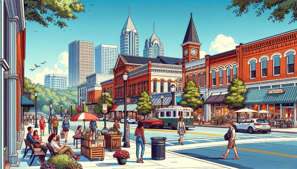 A vibrant street scene in Conyers