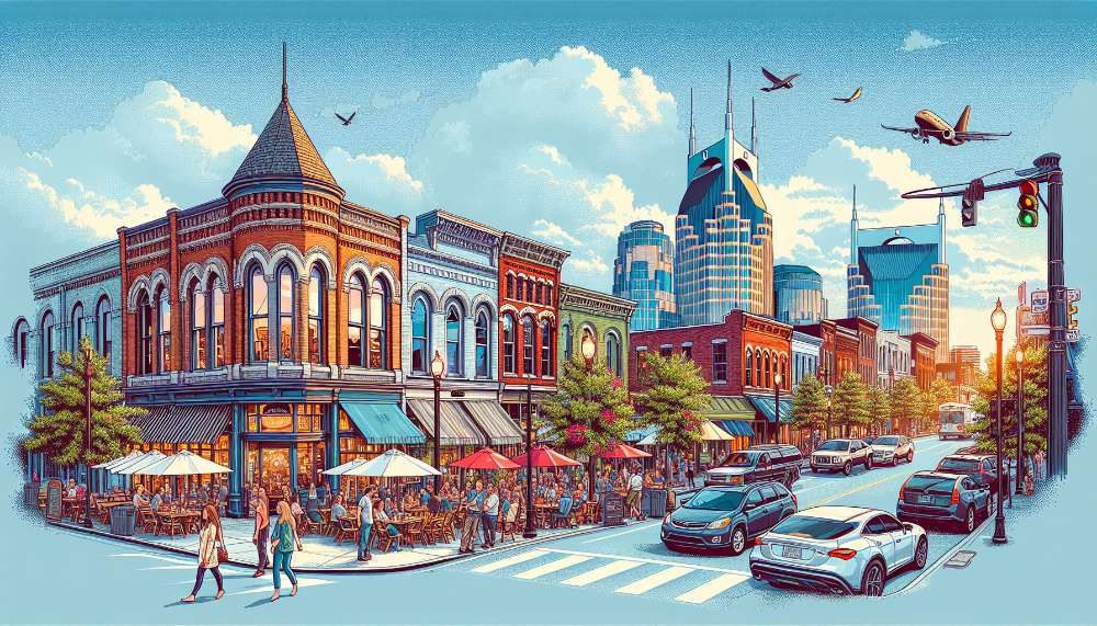 A vibrant street scene in Clarksville