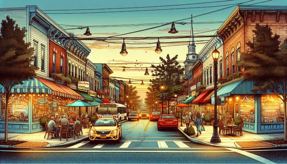 A vibrant street scene in Middle Island