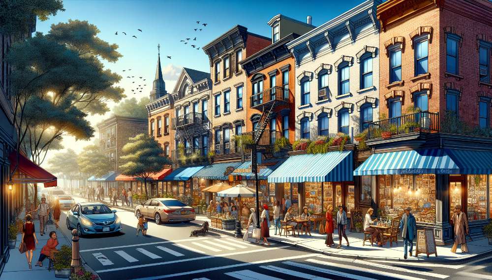 A vibrant street scene in Breezy Point