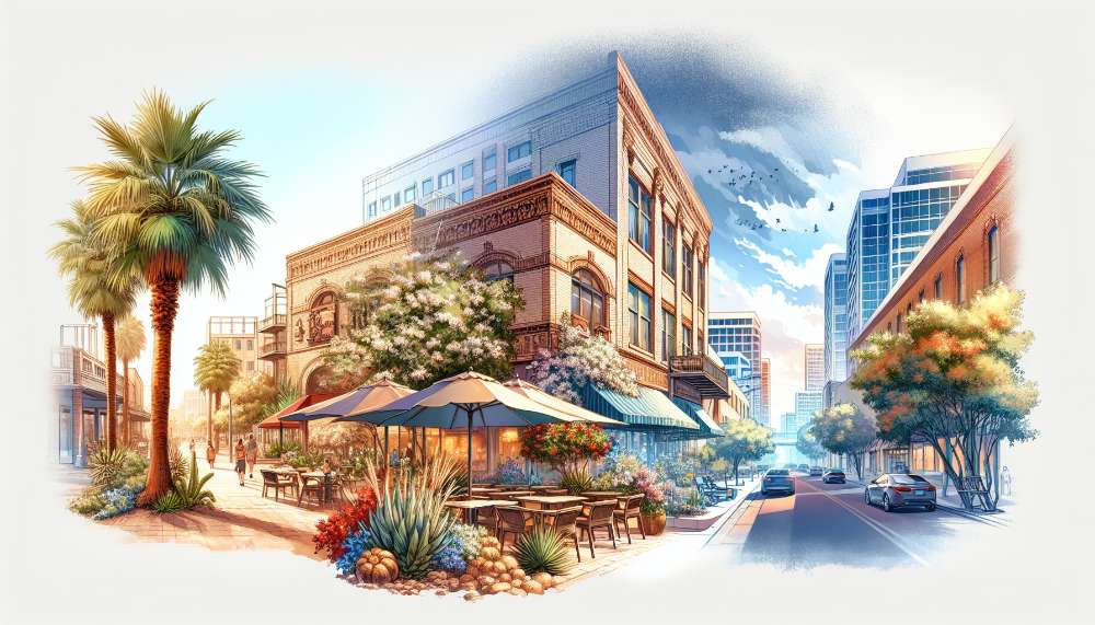 A vibrant street scene in Paradise Valley Oasis