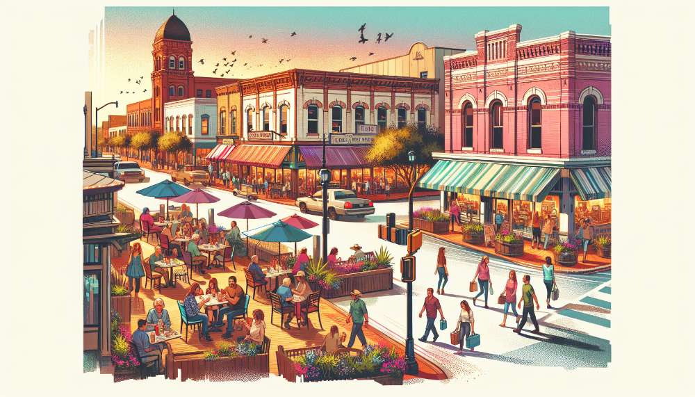 A vibrant street scene in Lewisville