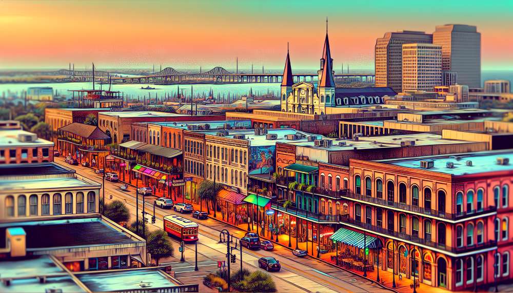 A vibrant street scene in Metairie